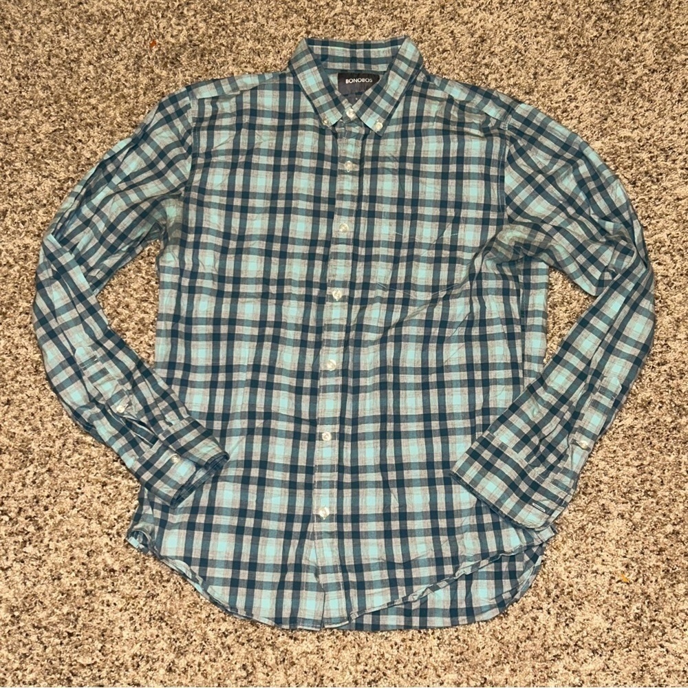 Bonobos men’s plaid long sleeve slim fit button down top